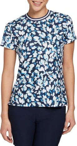 Lady Hagen Women's Short Sleeve Crewneck Golf Shirt Pin Dot Navy