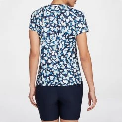 Lady Hagen Women's Short Sleeve Crewneck Golf Shirt Pin Dot Navy -Golf Apparel Sales Shop unnamed file 803