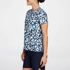 Lady Hagen Women's Short Sleeve Crewneck Golf Shirt Pin Dot Navy -Golf Apparel Sales Shop unnamed file 804