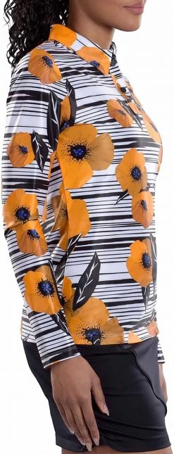 SwingDish Women's Rhonda Printed Long Sleeve Golf Polo -Golf Apparel Sales Shop unnamed file 8069