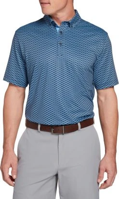 Walter Hagen Men's Perfect 11 Scales Print Golf Polo Scales Daybreak Blue