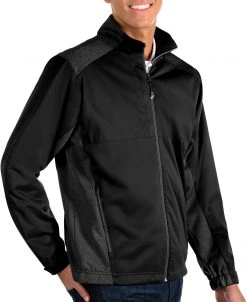 Antigua Men's Revolve Long Sleeve Full Zip Jacket Black/black Heather