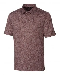 Cutter & Buck Men's Forge Paisley Heather Print Golf Polo Charcoal Heather