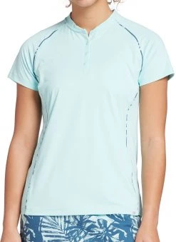 Lady Hagen Women's Tropical Print Golf Polo Blue Frost