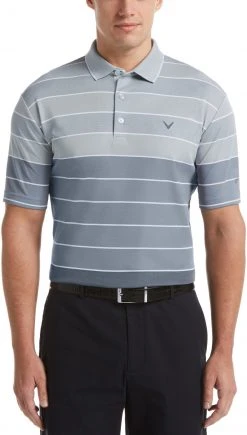 Callaway Men's Engineered Yarn-Dyed Oxford Stripe Golf Polo Pearl Blue
