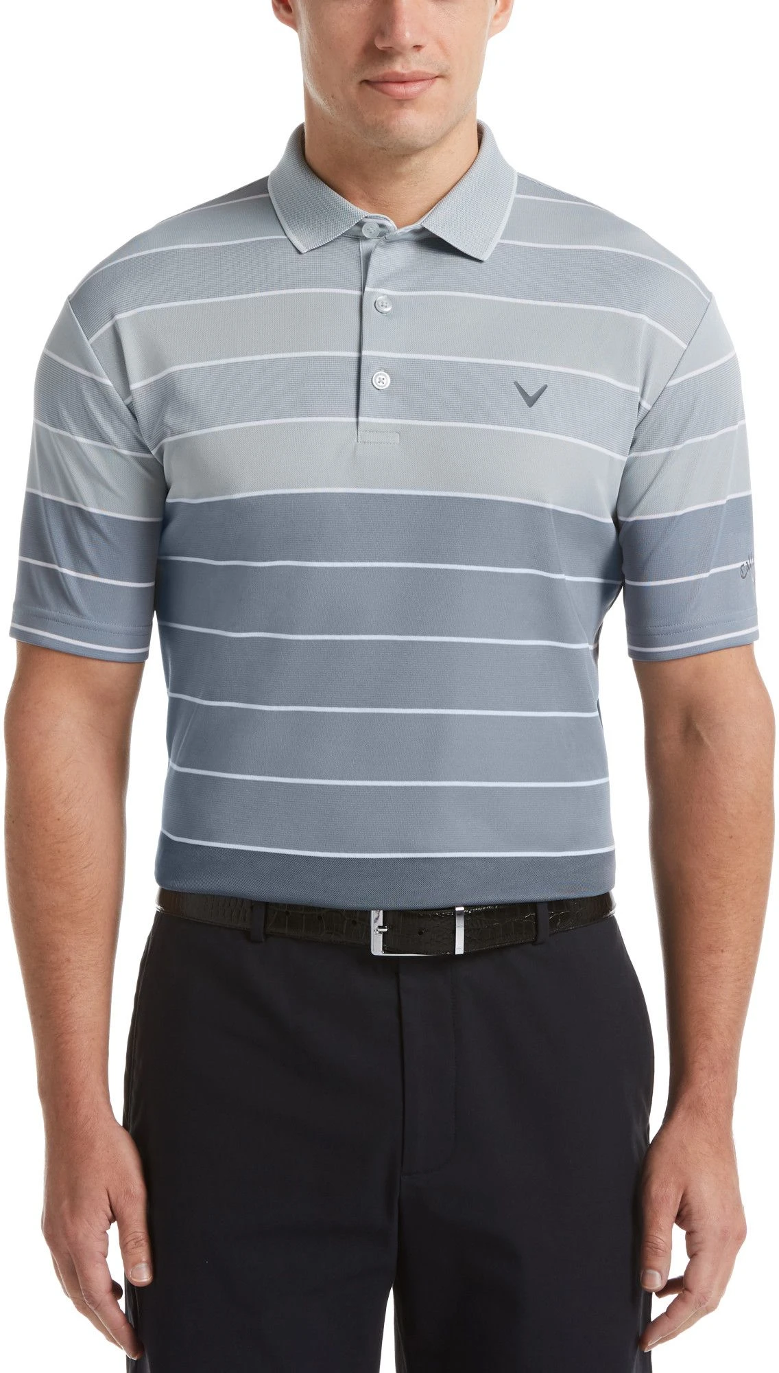 Callaway Men's Engineered Yarn-Dyed Oxford Stripe Golf Polo Pearl Blue 3 Callaway Men's Engineered Yarn-Dyed Oxford Stripe Golf Polo Pearl Blue