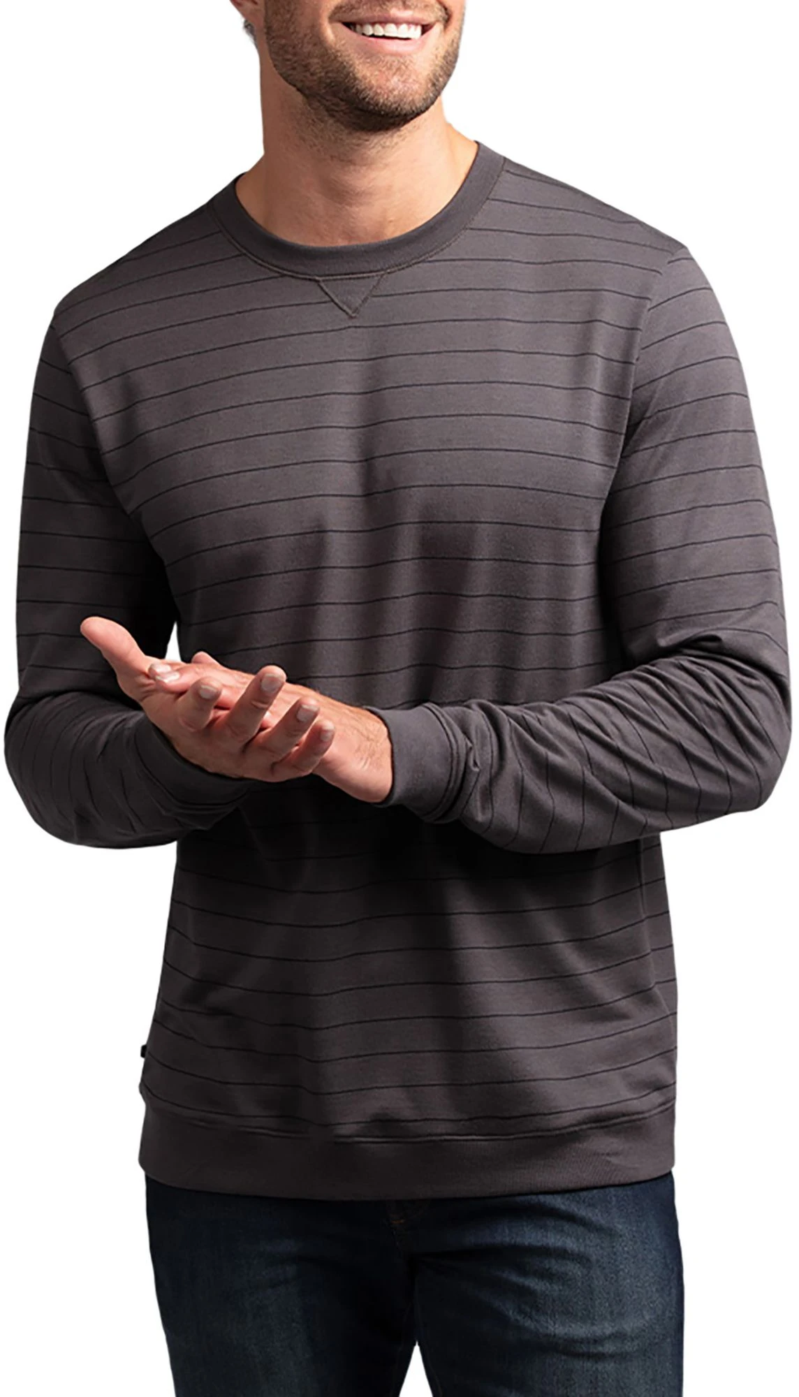 TravisMathew Men's Carlin Long Sleeve Golf Shirt Grey Pinstripe/black 3 TravisMathew Men's Carlin Long Sleeve Golf Shirt Grey Pinstripe/black