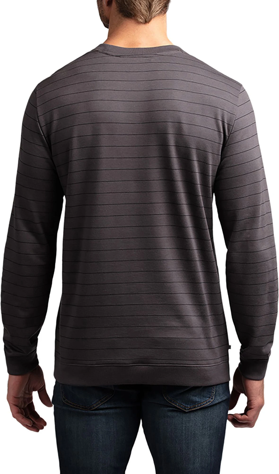TravisMathew Men's Carlin Long Sleeve Golf Shirt Grey Pinstripe/black 4 TravisMathew Men's Carlin Long Sleeve Golf Shirt Grey Pinstripe/black - Image 2
