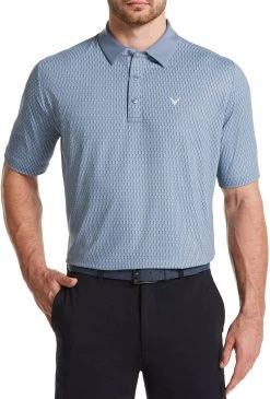 Callaway Men's All-Over Tees Print Swing Tech Short Sleeve Golf Polo Flint Stone