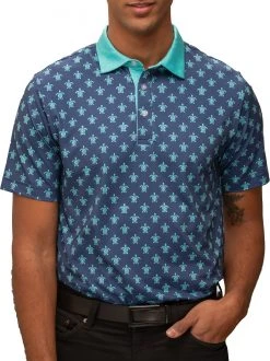 Waggle Men's Turtle Back Golf Polo Blue/green