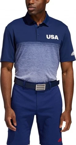 Adidas Men's USA 3 Stripe Golf Polo Shirt Dark Blue