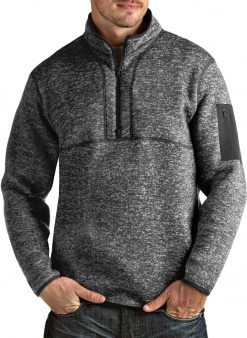 Antigua Men's Fortune 1/4 Zip Pullover Sweater Black Heather