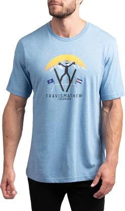 TravisMathew Men's Catchin' Air Golf T-Shirt Heather Blue