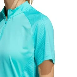 Adidas Women's 1/4 Zip Mock Neck Golf Polo Semi Mint Rush -Golf Apparel Sales Shop unnamed file 8995