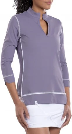 SwingDish Women's Haley ¾ Sleeve Golf Shirt Purple