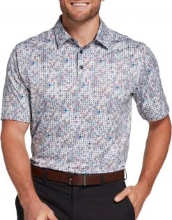 Walter Hagen Men's Perfect 11 Scorecard Print Golf Polo Score Card White