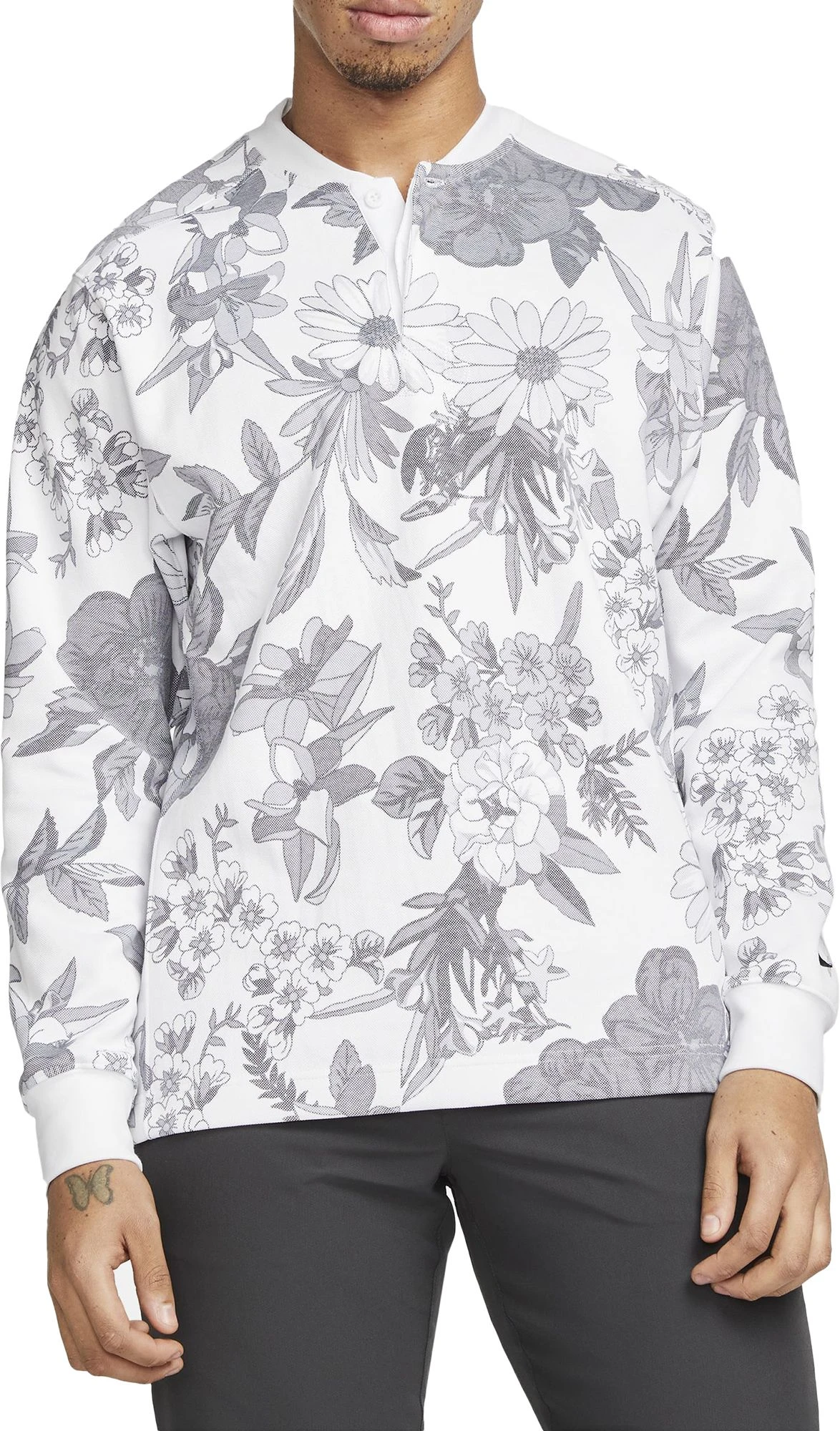 Nike Men's Dri-FIT Floral Long Sleeve Golf Top White/white 3 Nike Men's Dri-FIT Floral Long Sleeve Golf Top White/white