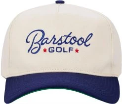 Barstool Sports Men's Script Retro Snapback Golf Hat White/navy