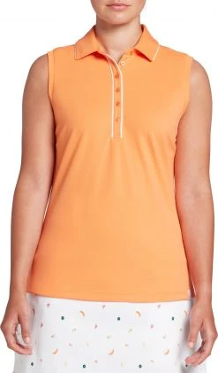 Lady Hagen Women's Piped Sleeveless Golf Polo Fresh Mandarin