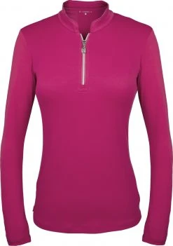 Sofibella Women's Mock Neck Long Sleeve Golf Polo Citrus