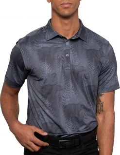 Waggle Men's Grizzly Golf Polo Black/grey