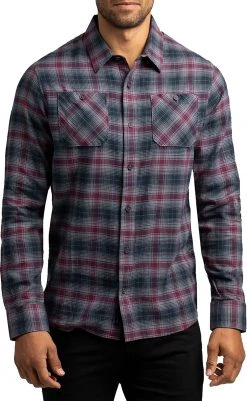TravisMathew Men's High Stakes Button-Up Flannel Golf Shirt Blue Night