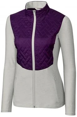 Cutter & Buck Women's Annika Propel Hybrid Golf Jacket Blk Impulse/crystal Hthr