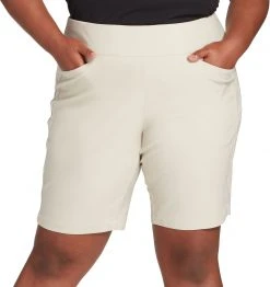 Lady Hagen Women's 10" Golf Shorts – Extended Sizes Light Khaki