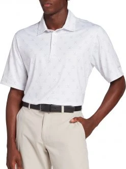 Walter Hagen Men's Perfect 11 Cross Clubs Golf Polo Crisp White/light Grey