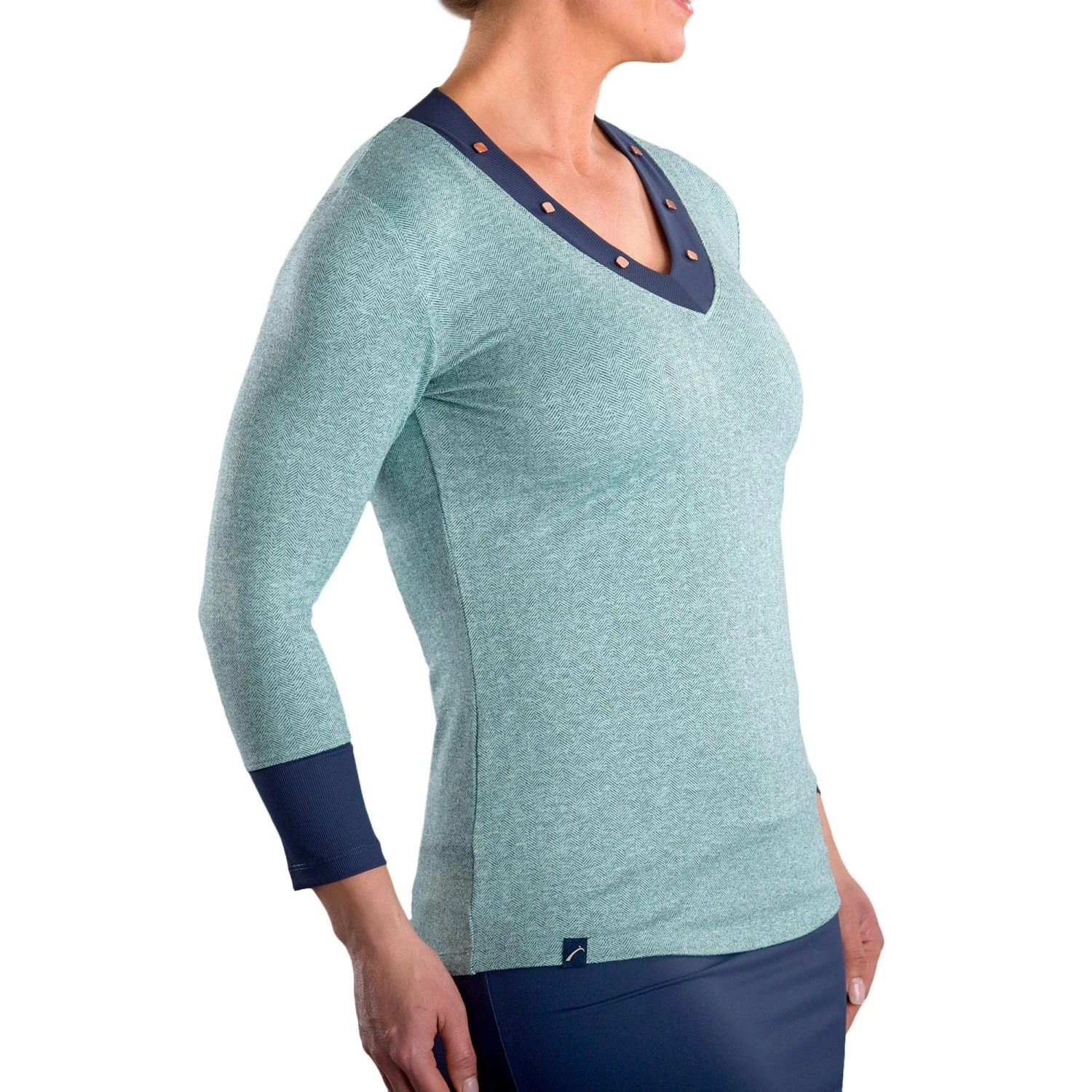 SwingDish Women's Nessa Heather Long Sleeve Golf Top Teal 5 SwingDish Women's Nessa Heather Long Sleeve Golf Top Teal - Image 3